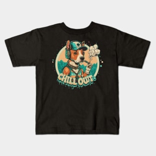 Hip Hop Dog Chill Out design smoking weed cool dog Kids T-Shirt